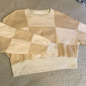 Abercrombie Soft Collection Cropped Patchwork Crewneck
